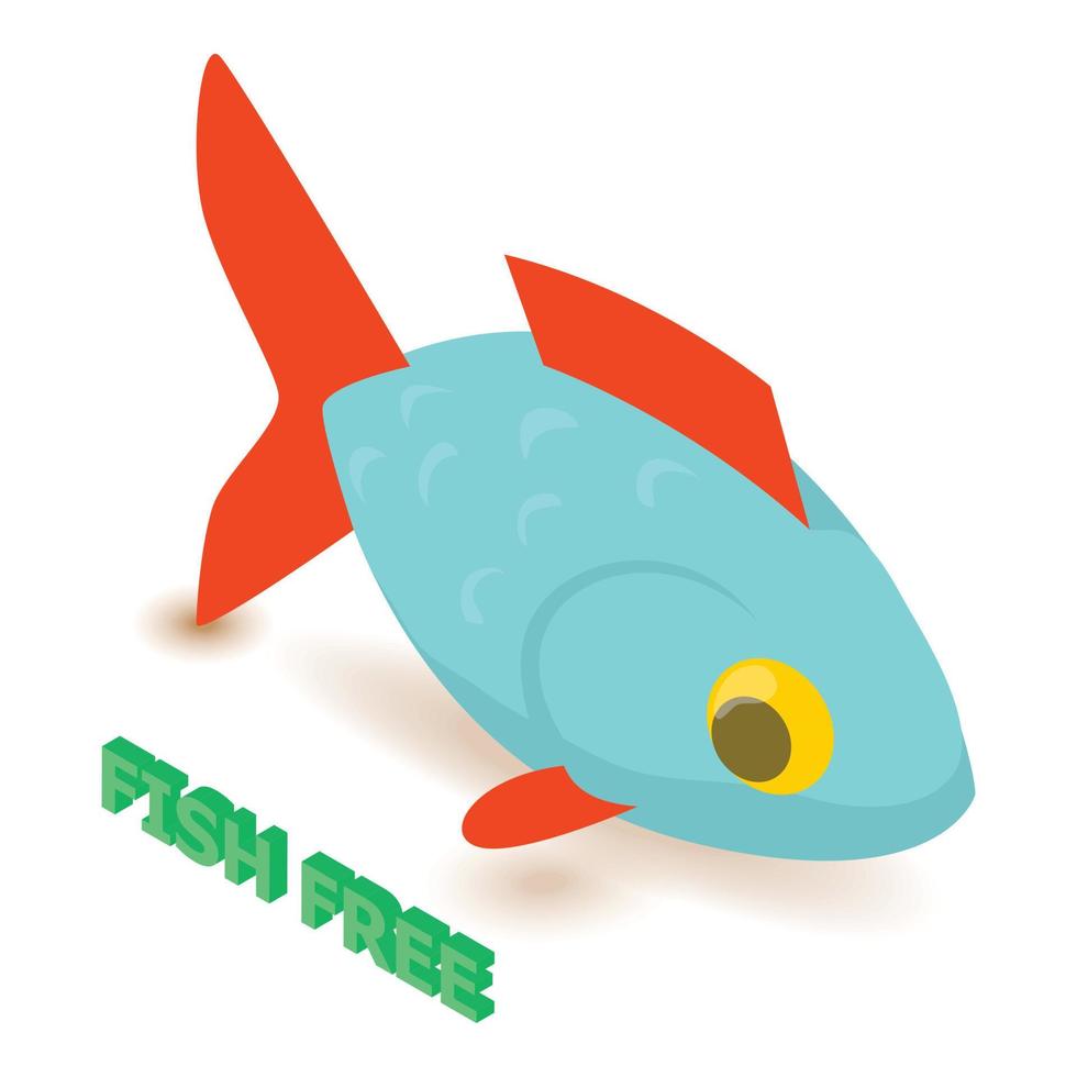 Fish allergen free icon, isometric style vector