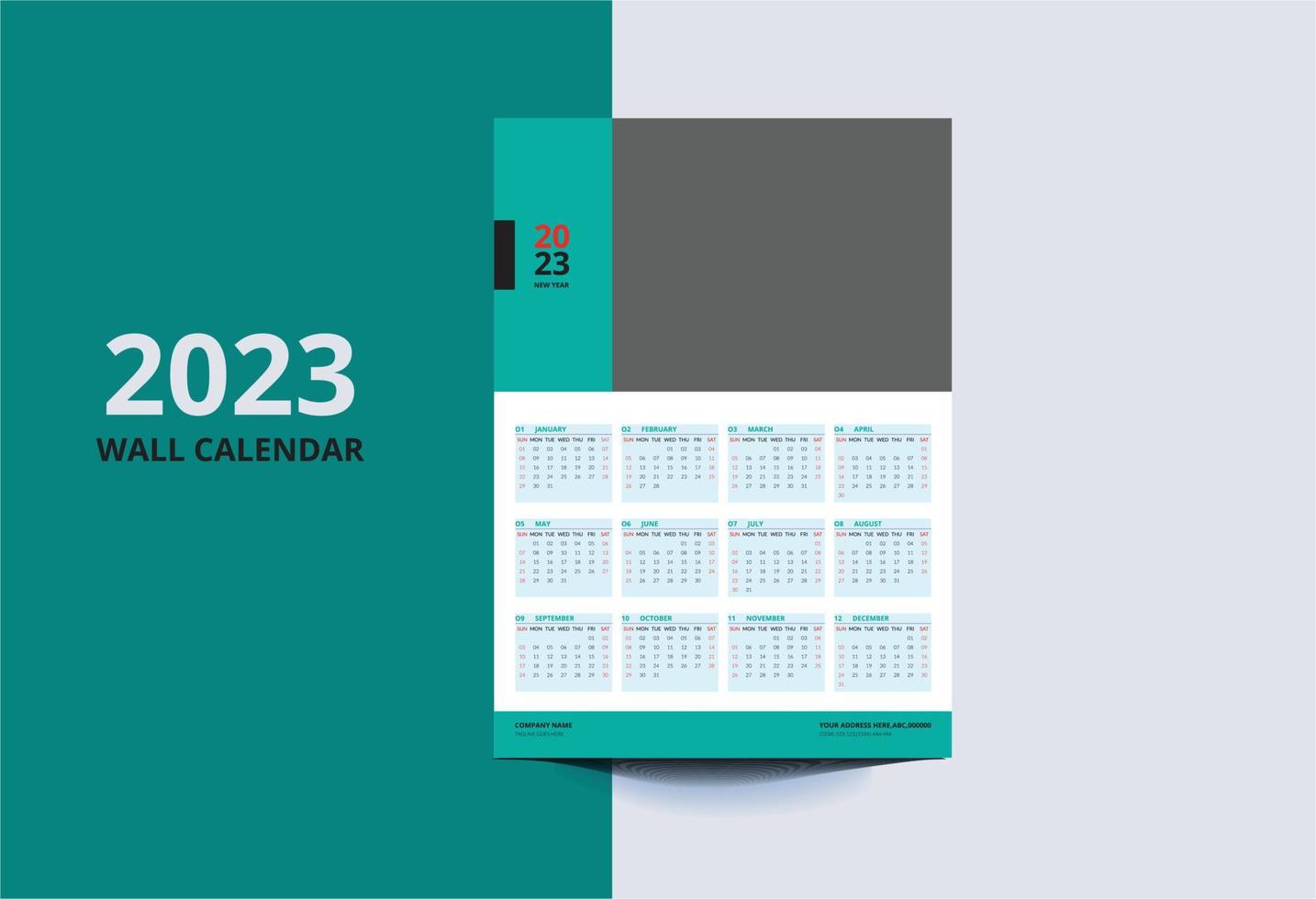 2023 wall calender vector