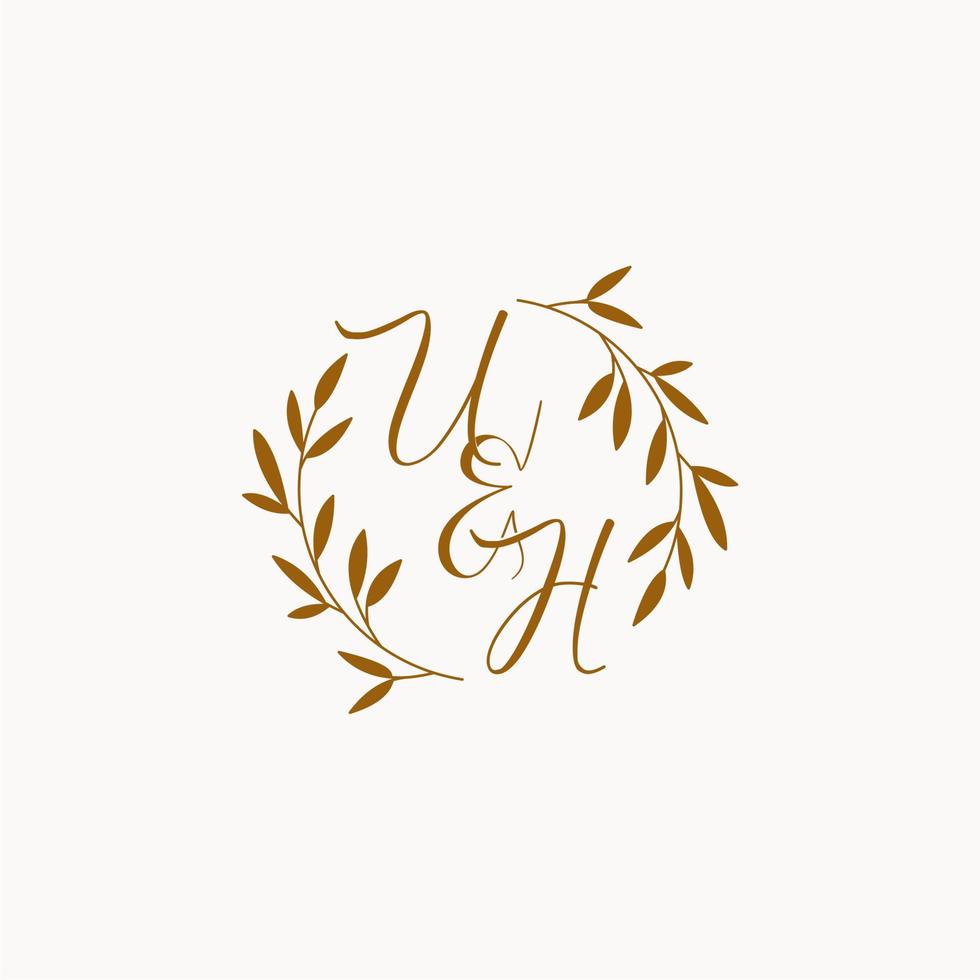 uh logotipo de monograma de boda inicial vector