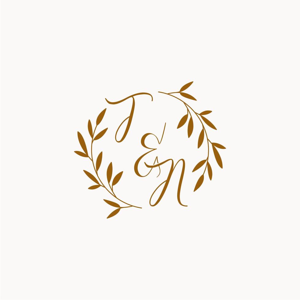 TN initial wedding monogram logo vector