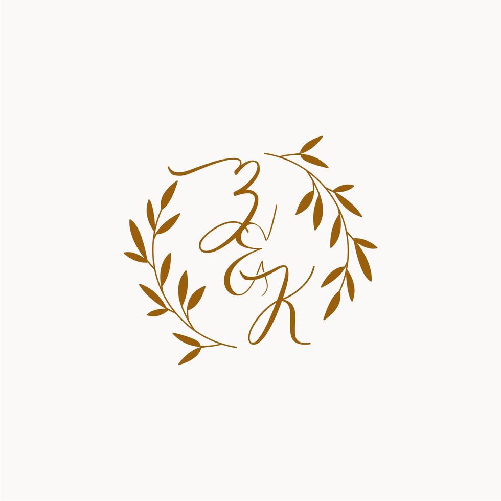 ZK initial wedding monogram logo vector