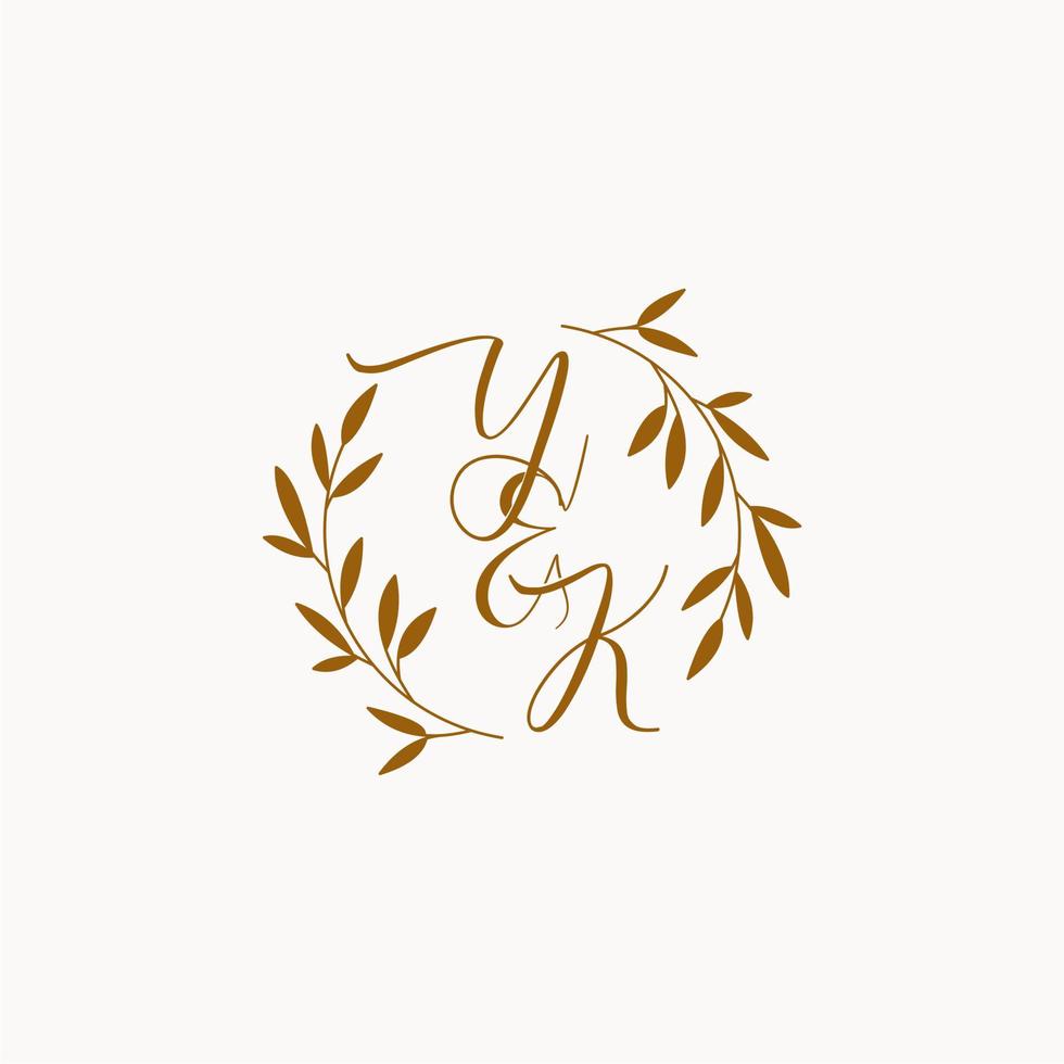 logotipo inicial del monograma de la boda yk vector