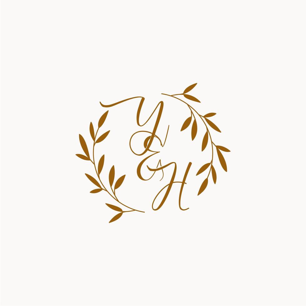 logotipo inicial del monograma de la boda yh vector