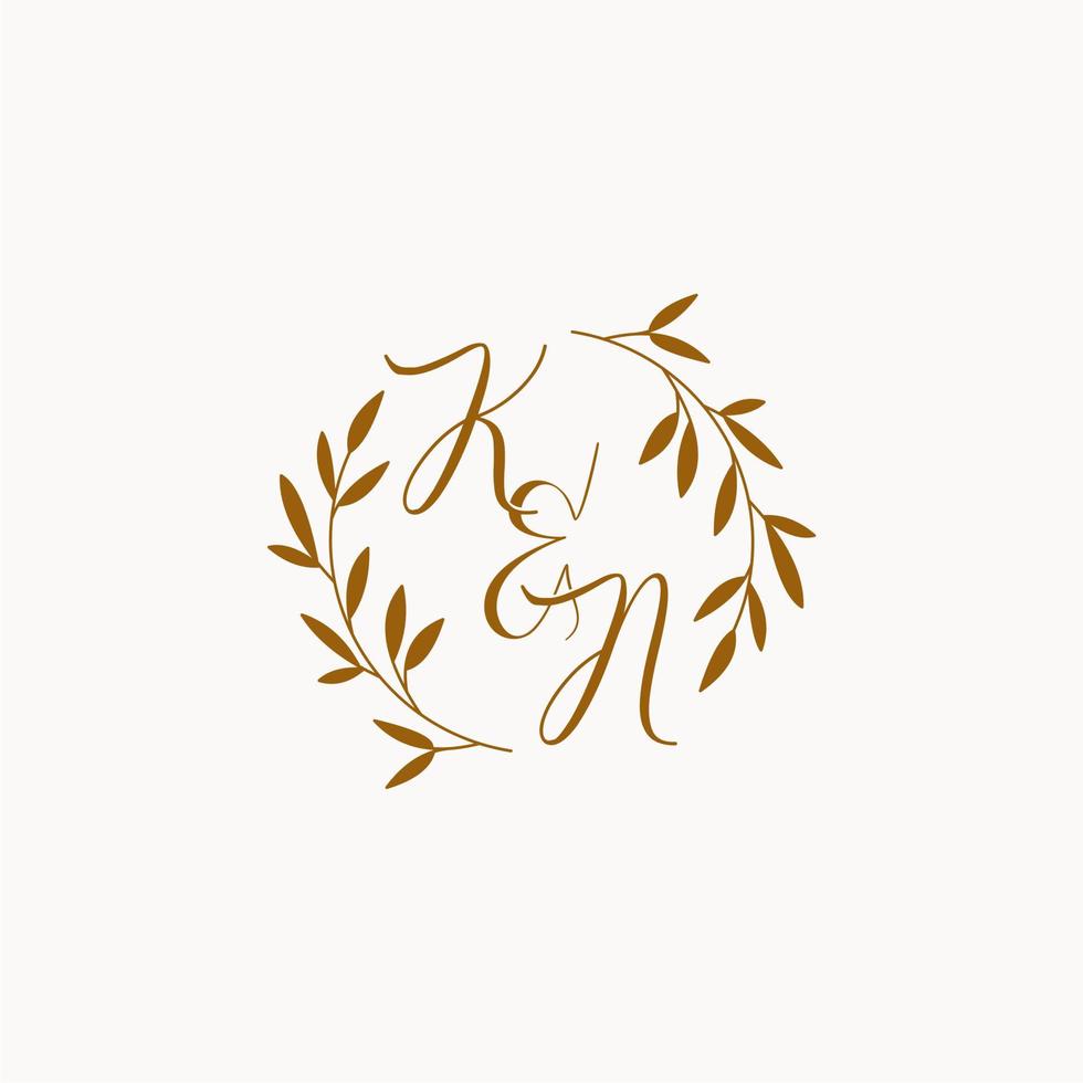 KN initial wedding monogram logo vector