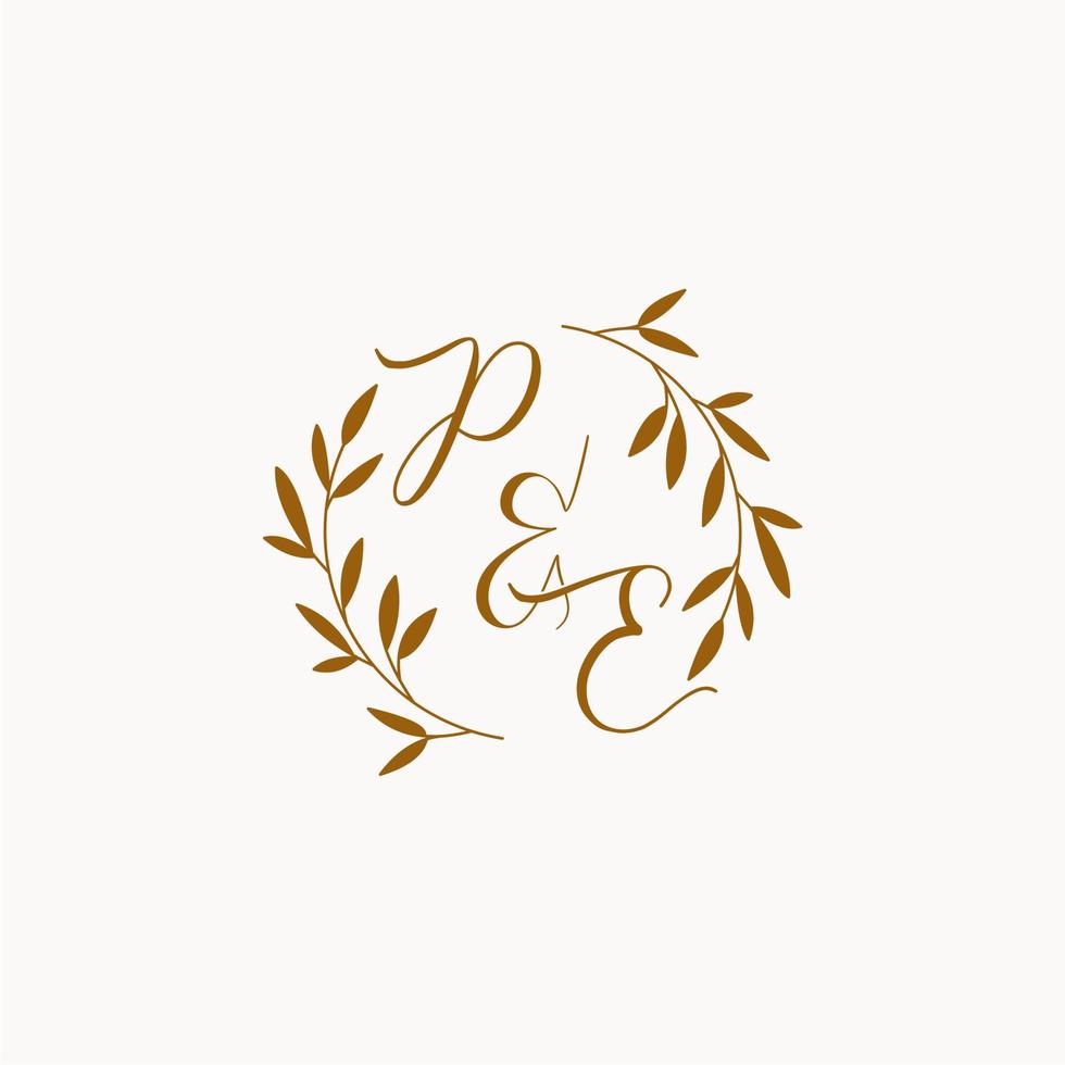 PE initial wedding monogram logo vector