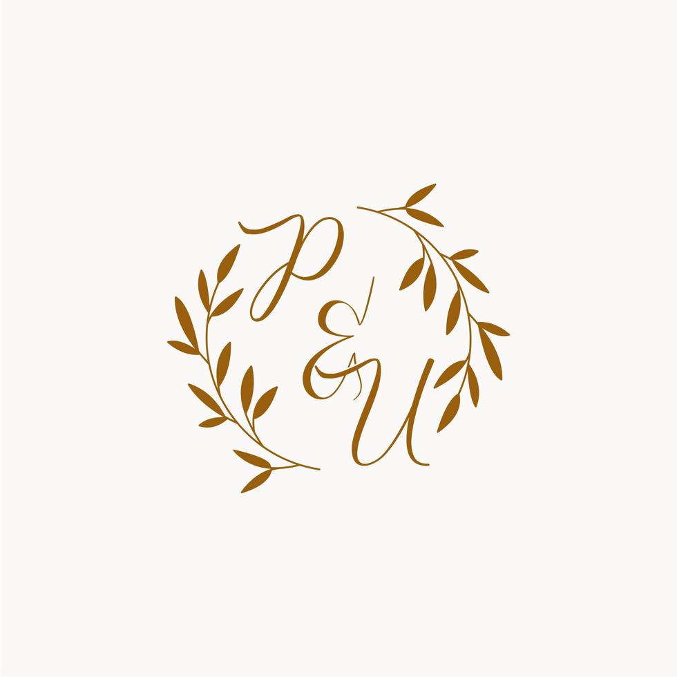 PU initial wedding monogram logo vector