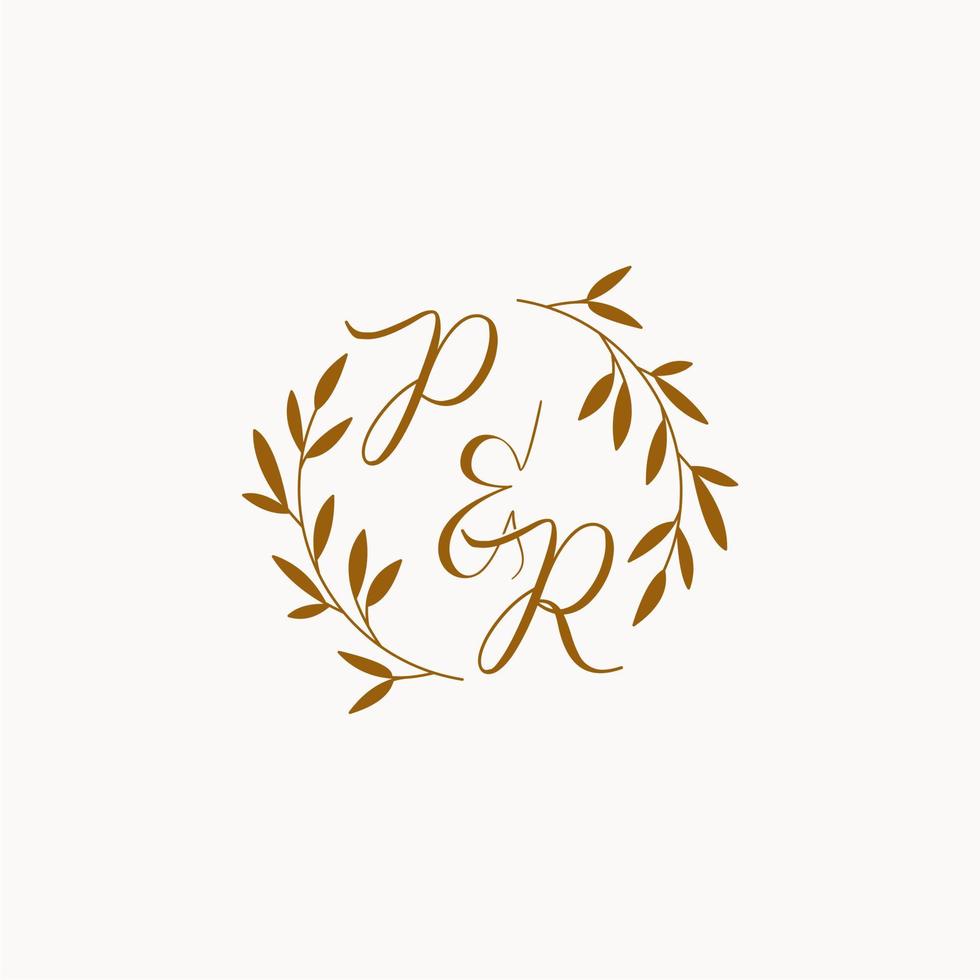 PR initial wedding monogram logo vector