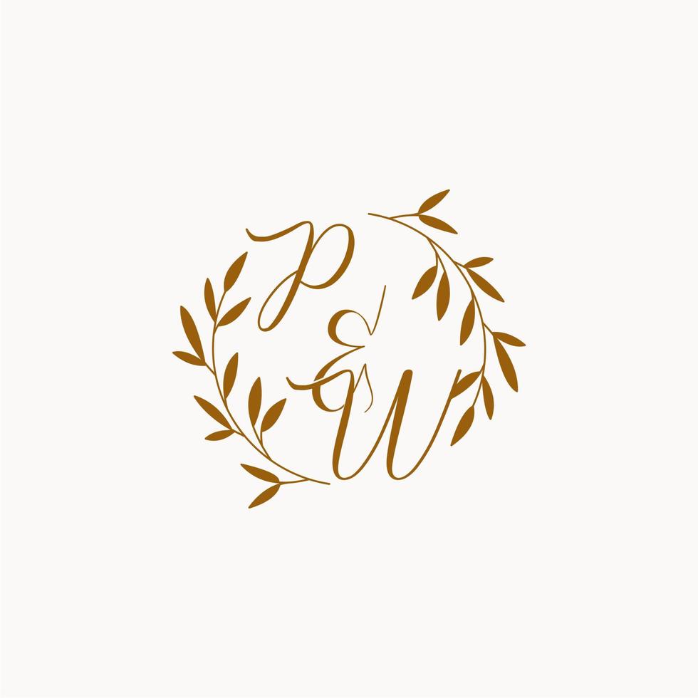 PW initial wedding monogram logo vector