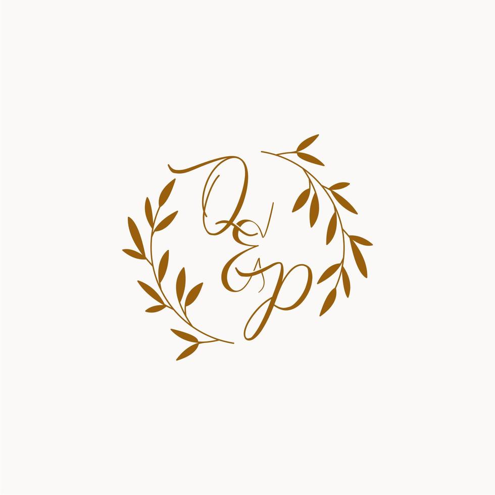 logotipo inicial del monograma de la boda de qp vector