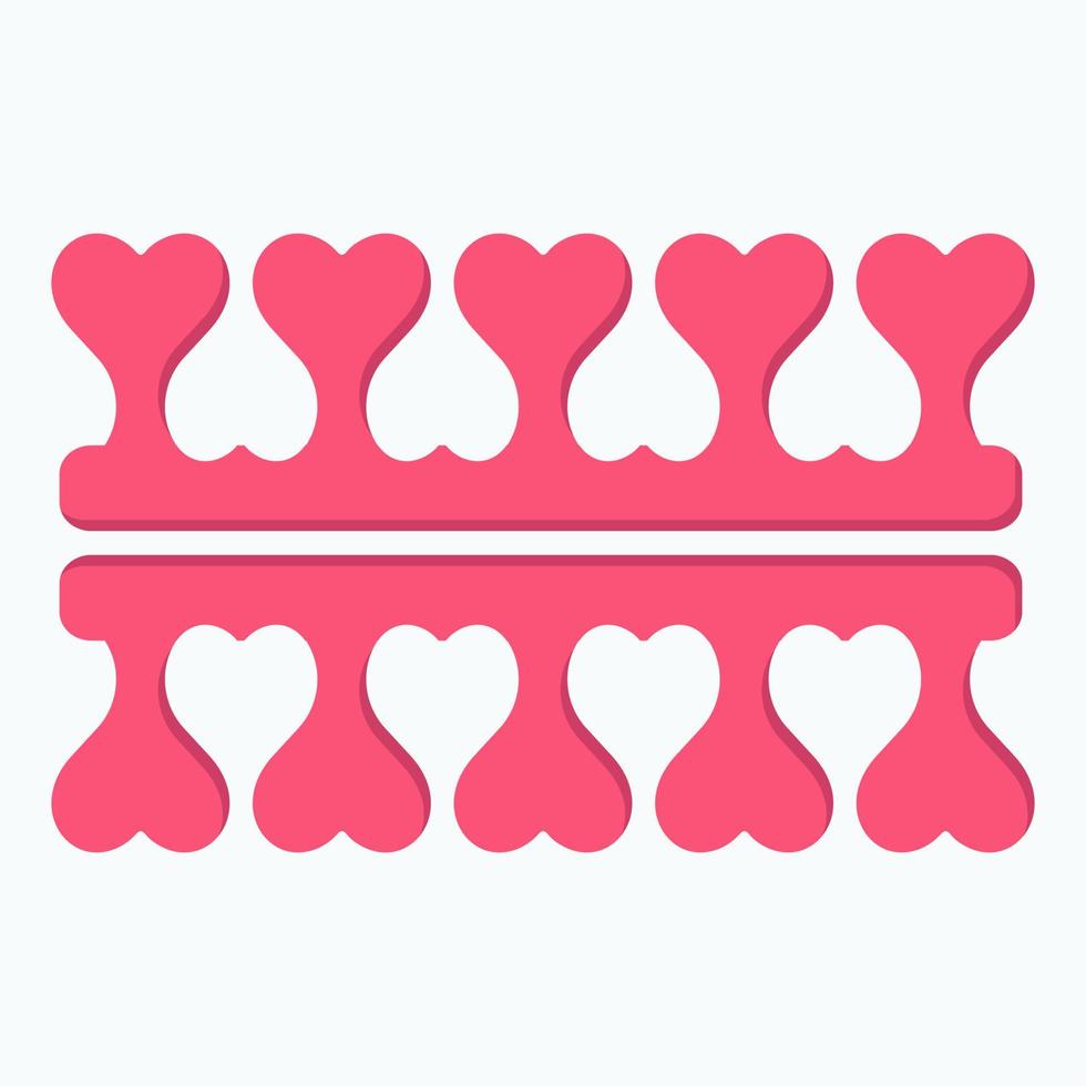 Pair of bright pink pedicure toe separators. Flat vector design