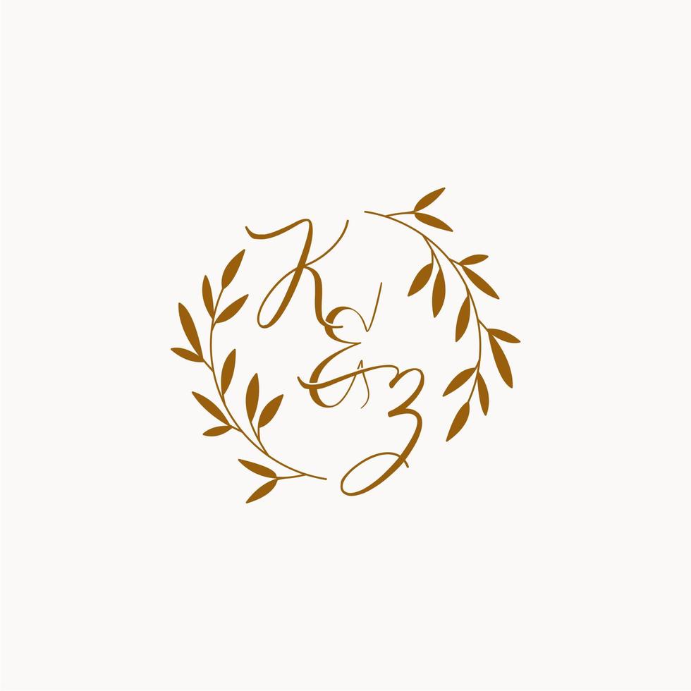 KZ initial wedding monogram logo vector