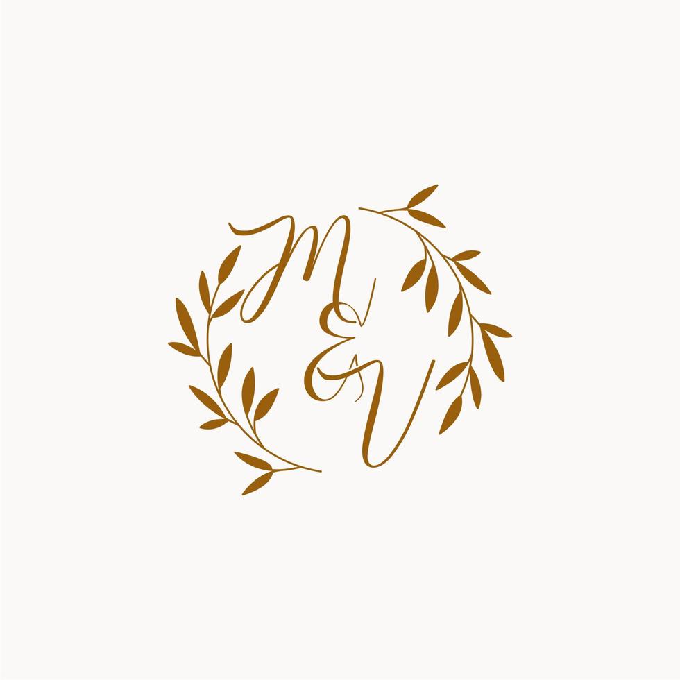 MV initial wedding monogram logo vector