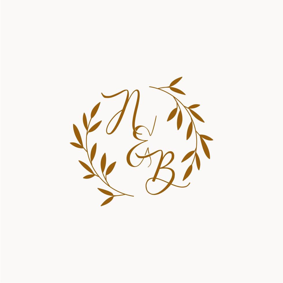 NB initial wedding monogram logo vector