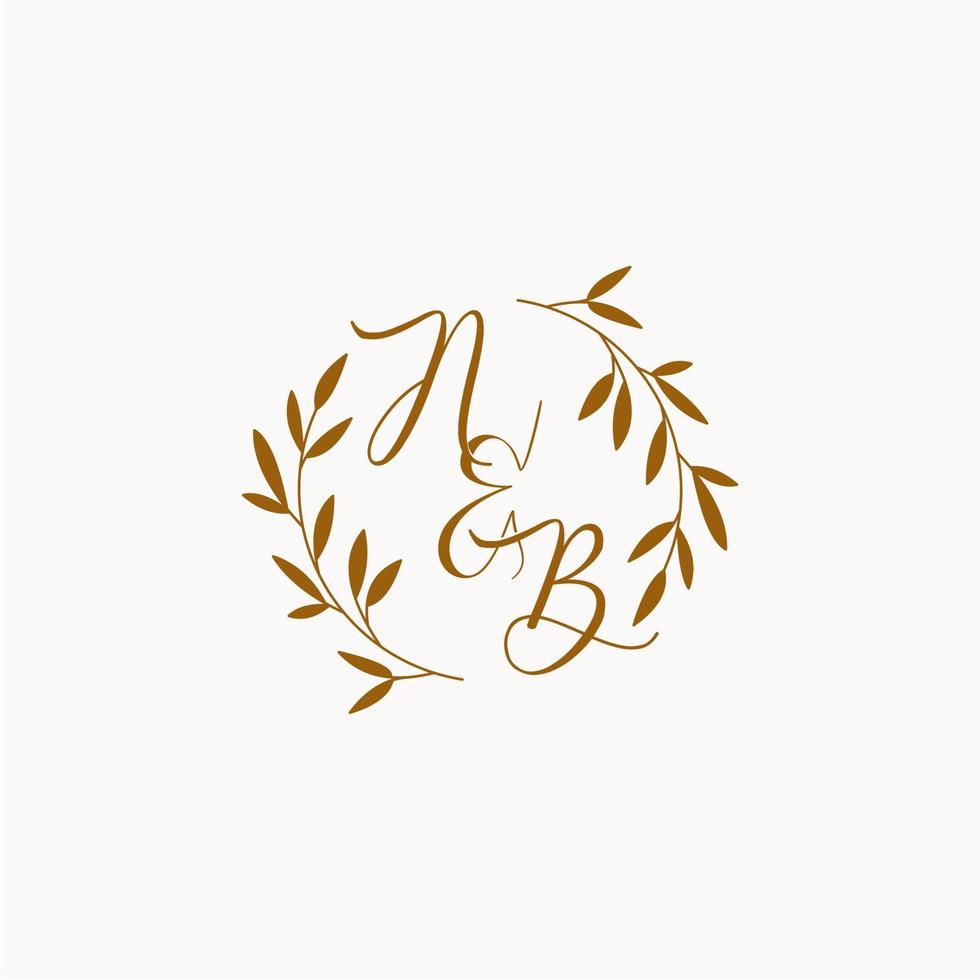 nb logotipo de monograma de boda inicial vector