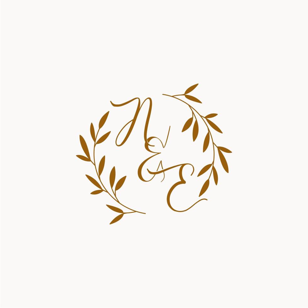 NE initial wedding monogram logo vector