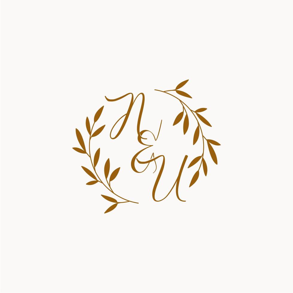 NU initial wedding monogram logo vector