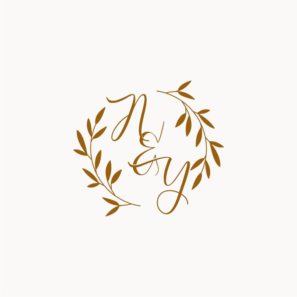 NY initial wedding monogram logo vector