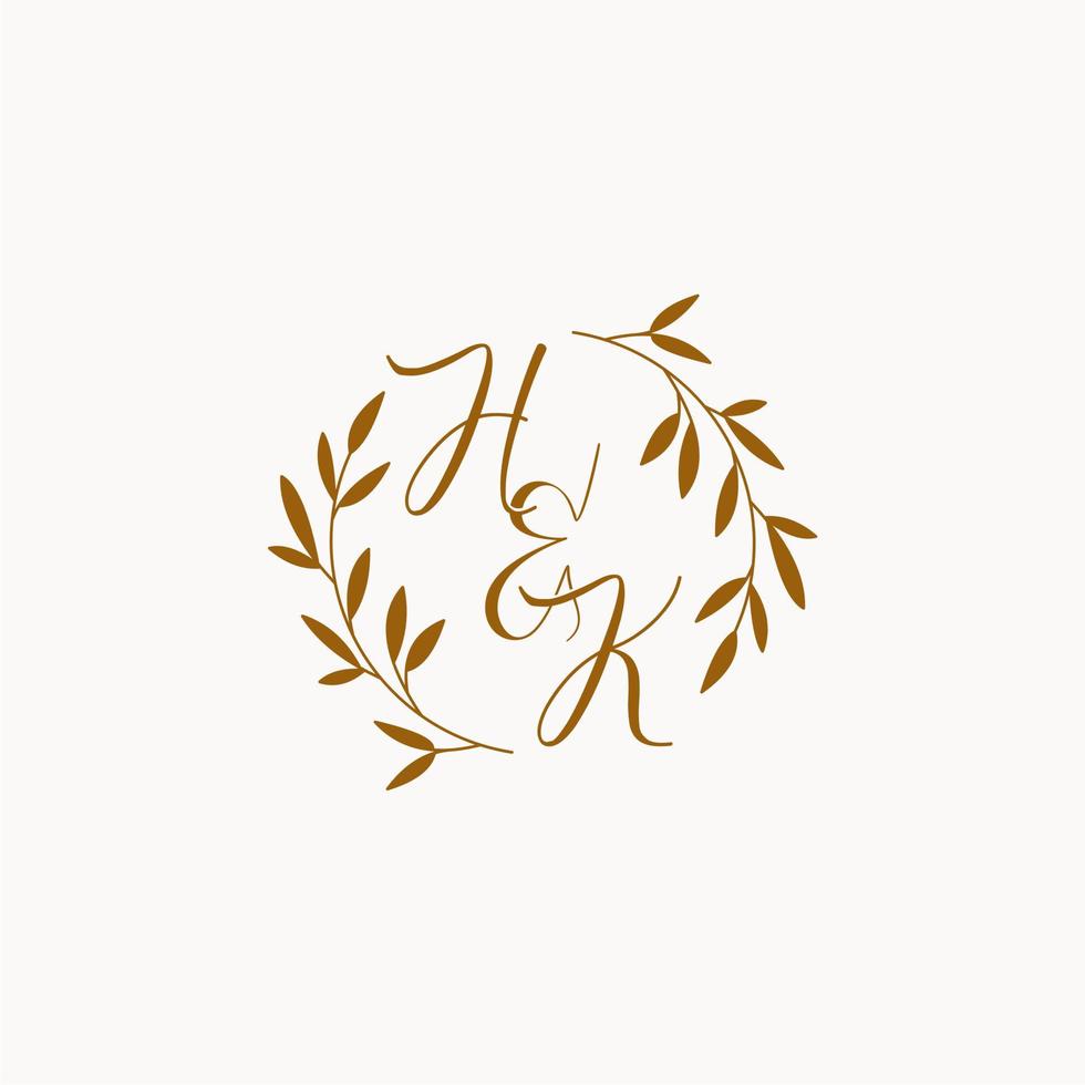 HK initial wedding monogram logo vector