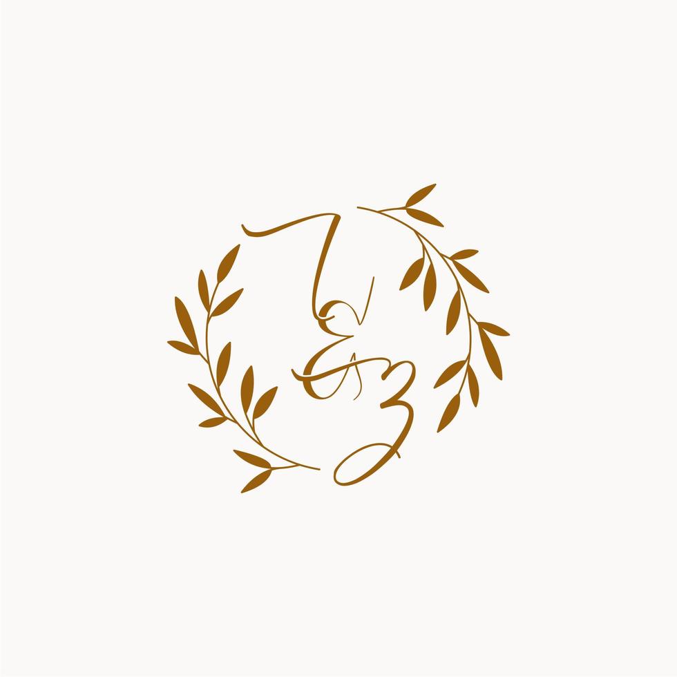 logotipo de monograma de boda inicial de iz vector