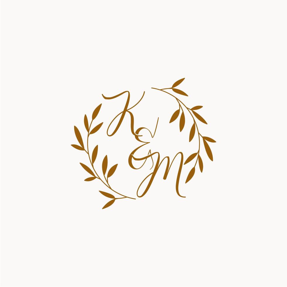 KM initial wedding monogram logo vector