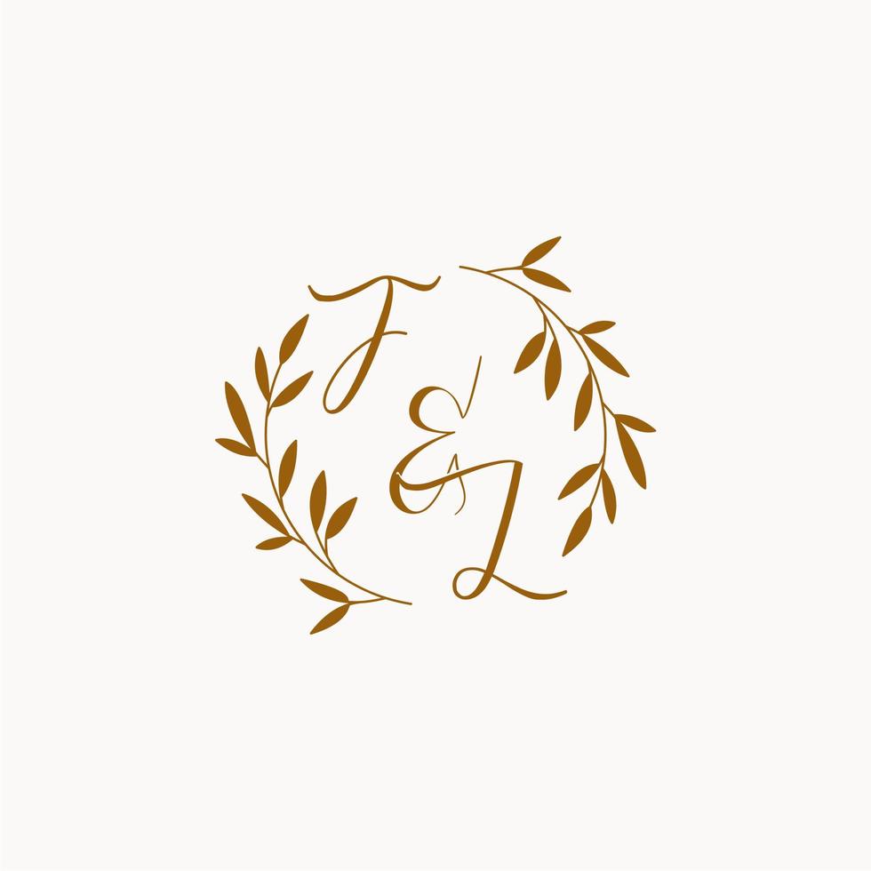 logotipo de monograma de boda inicial de fl vector