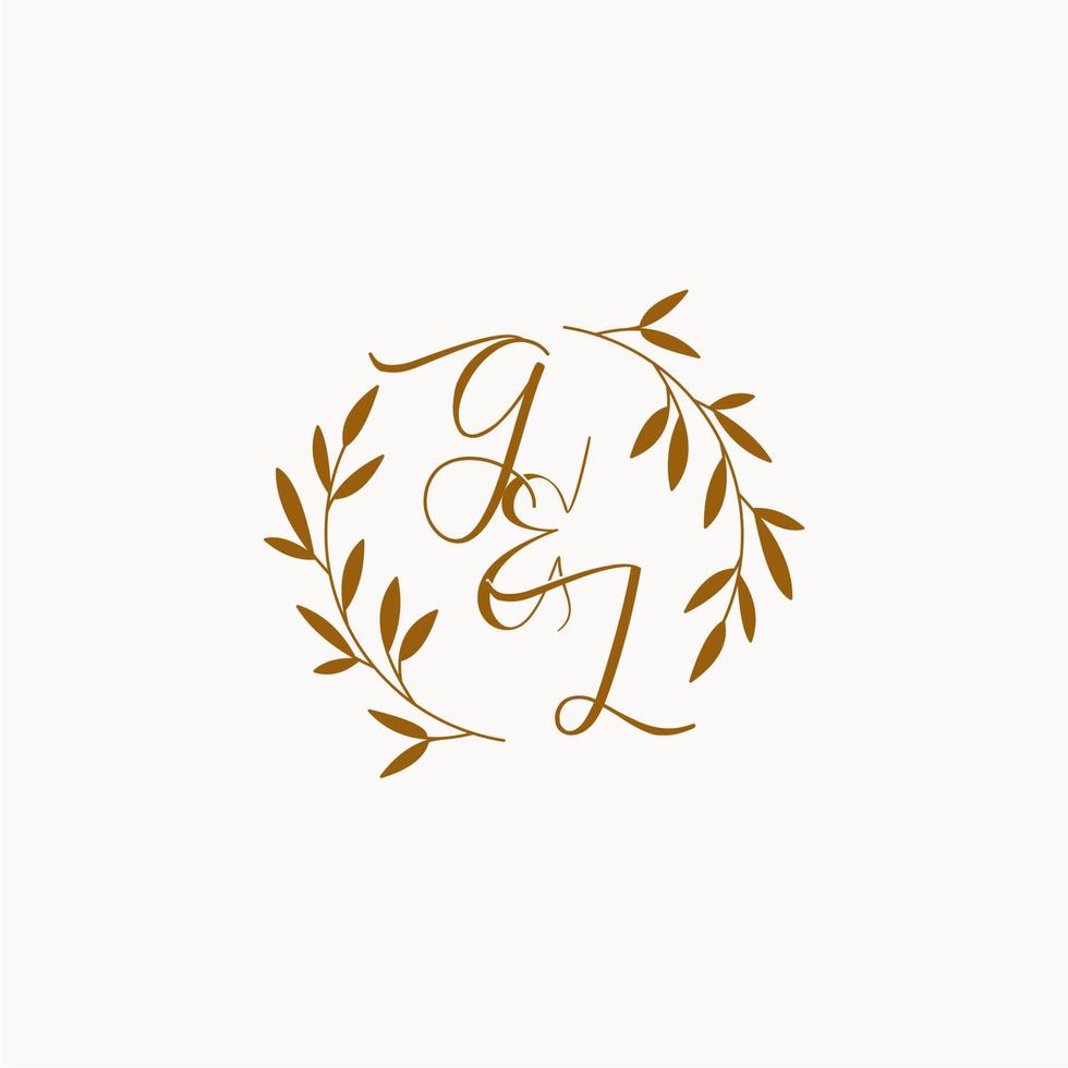 logotipo de monograma de boda inicial gl vector