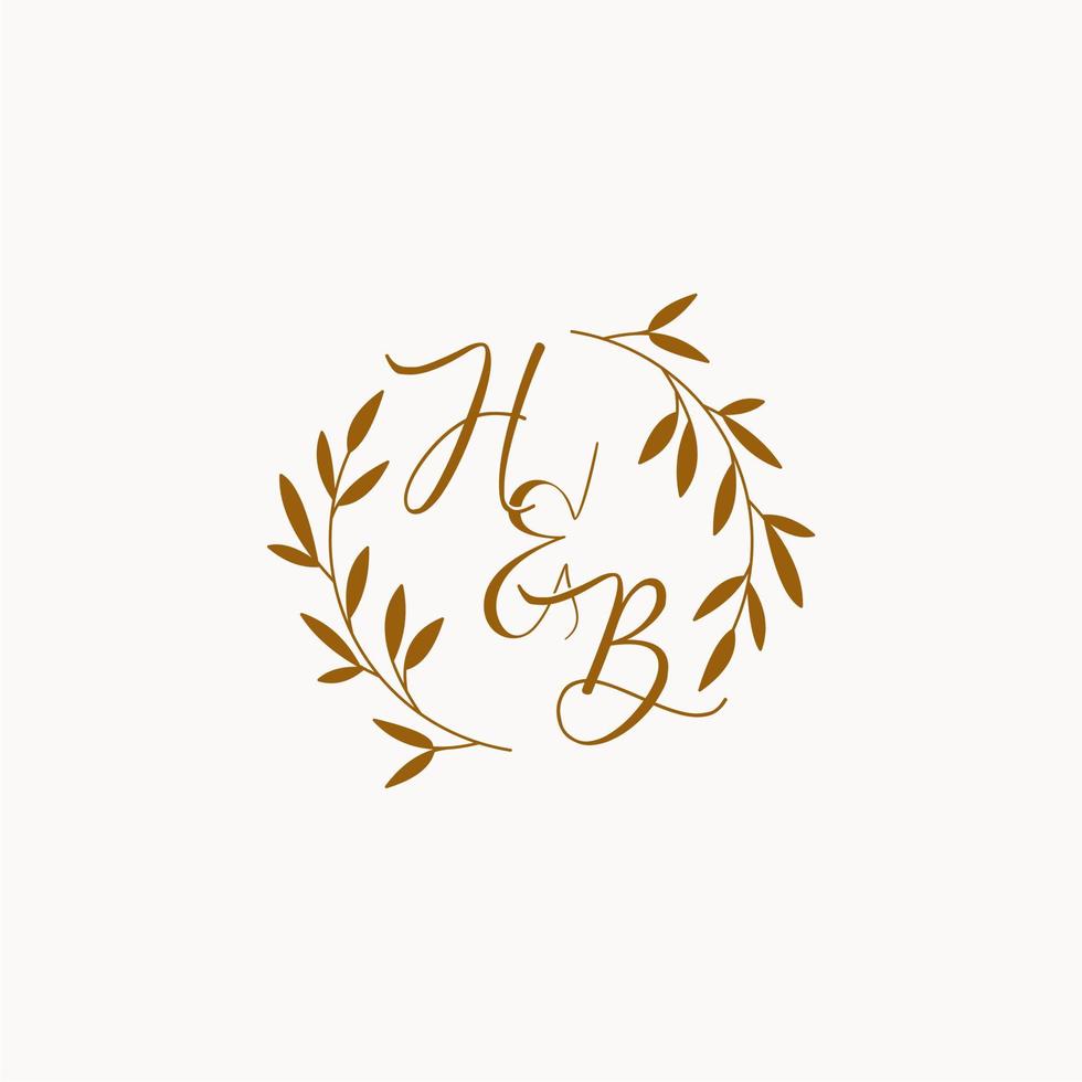 logotipo de monograma de boda inicial hb vector