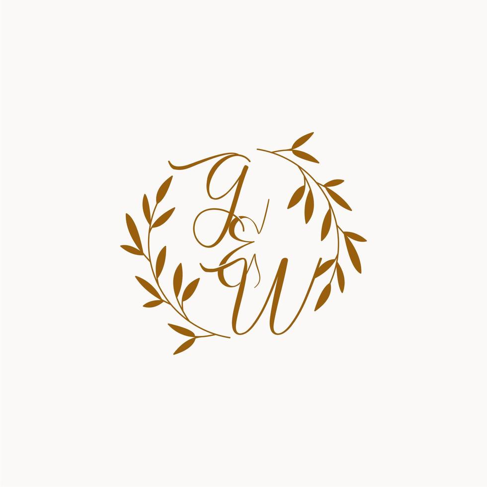 logotipo de monograma de boda inicial de gw vector