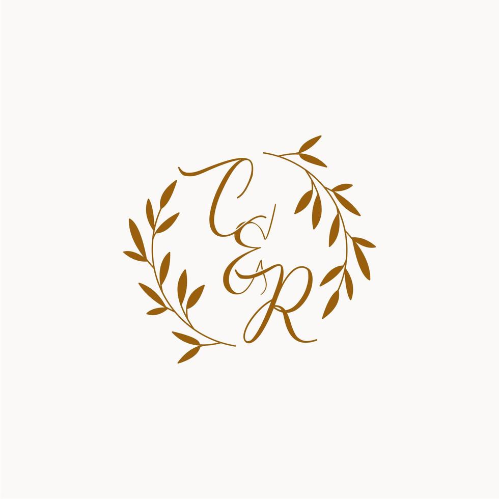 logotipo de monograma de boda inicial cr vector