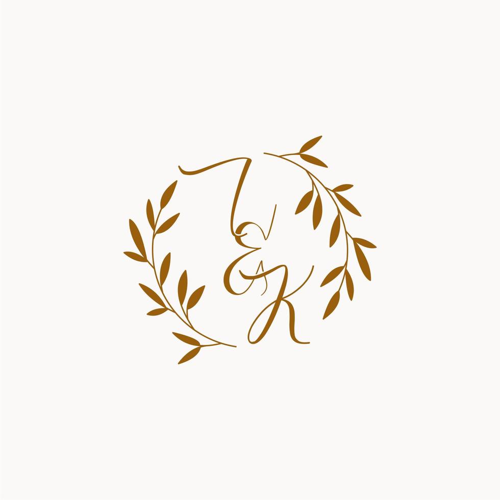 logotipo inicial del monograma de la boda ik vector