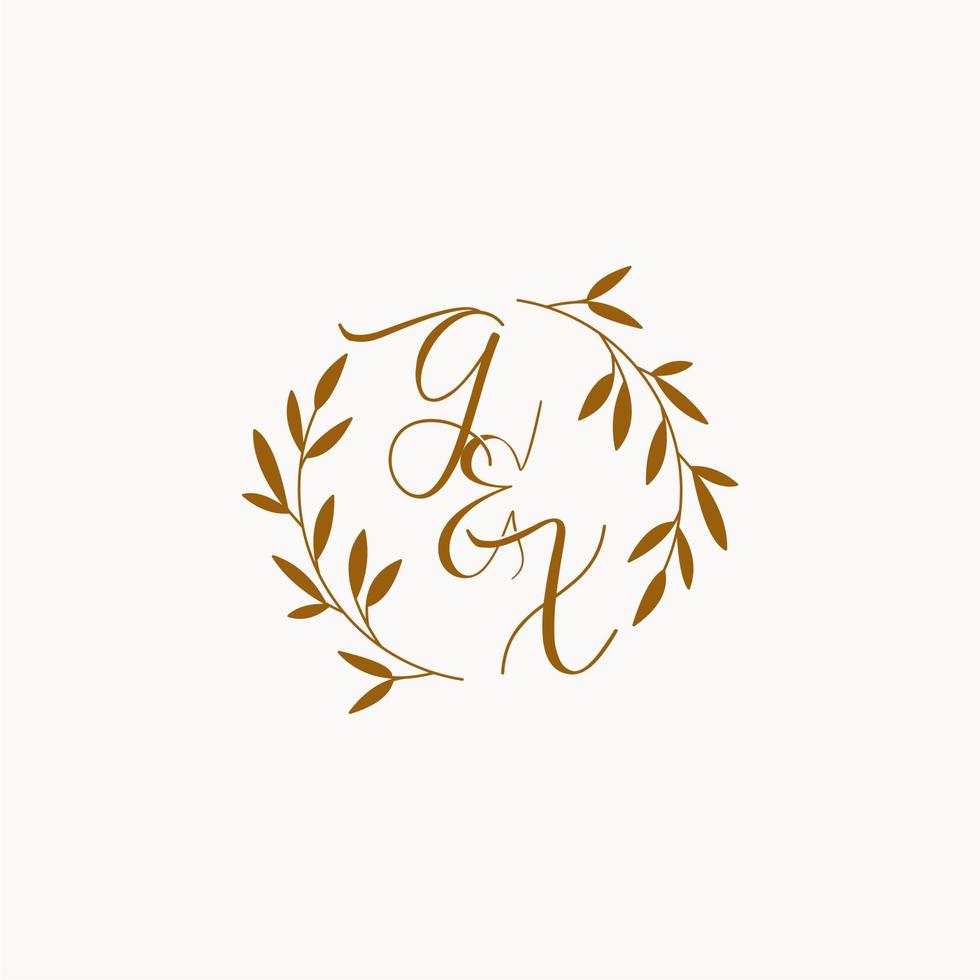 logotipo de monograma de boda inicial gx vector