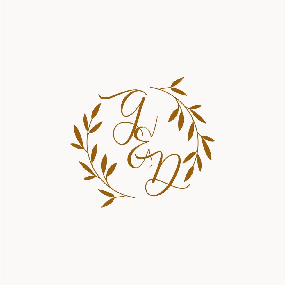 logotipo de monograma de boda inicial gd vector