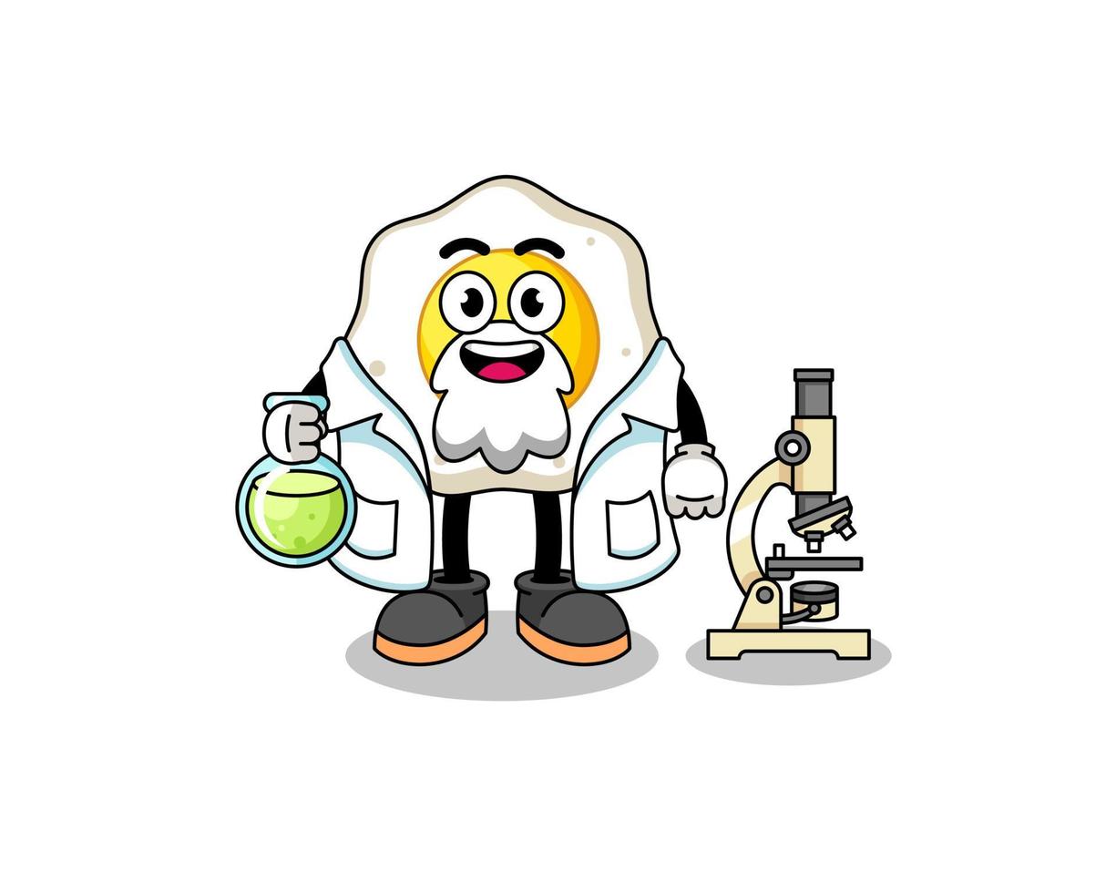 Mascot of fried egg as a scientist vector