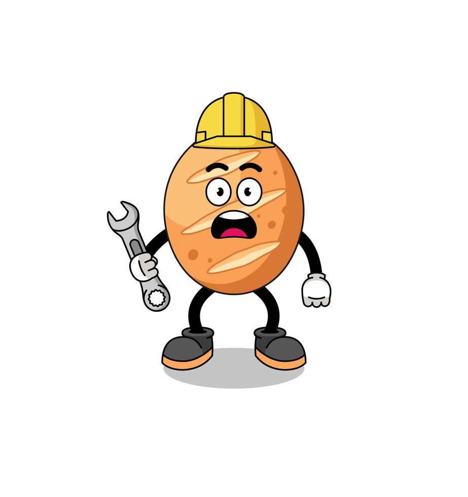 Character Illustration of french bread with 404 error vector