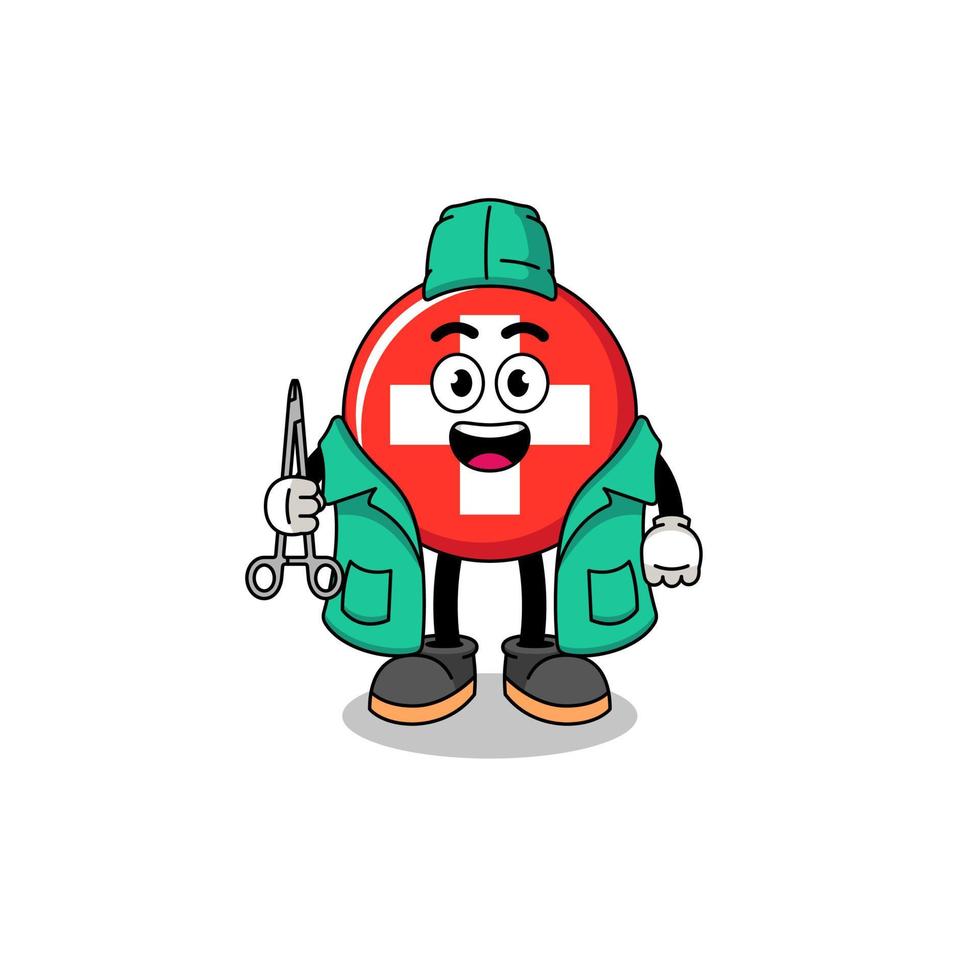 Illustration of switzerland mascot as a surgeon vector