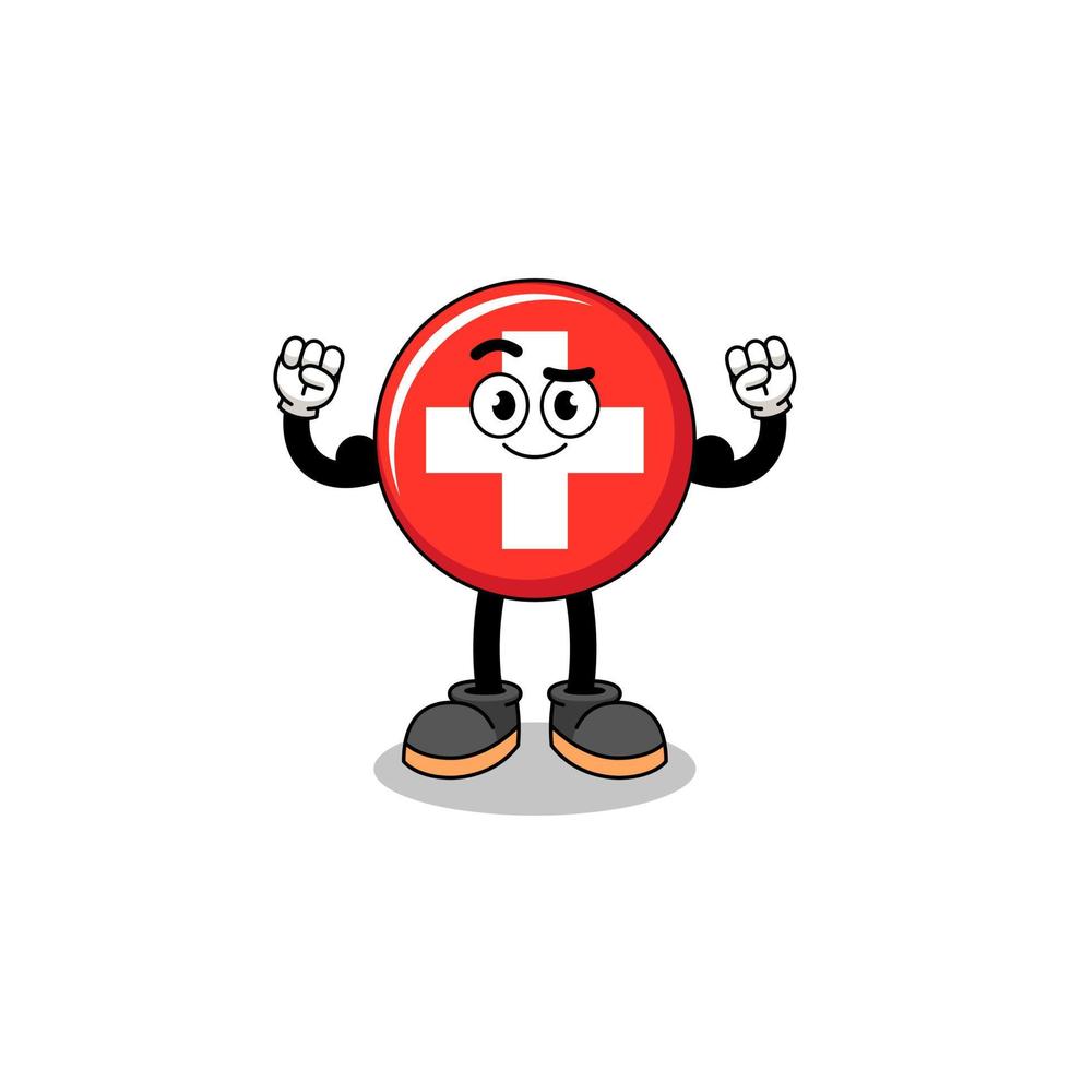 Mascot cartoon of switzerland posing with muscle vector
