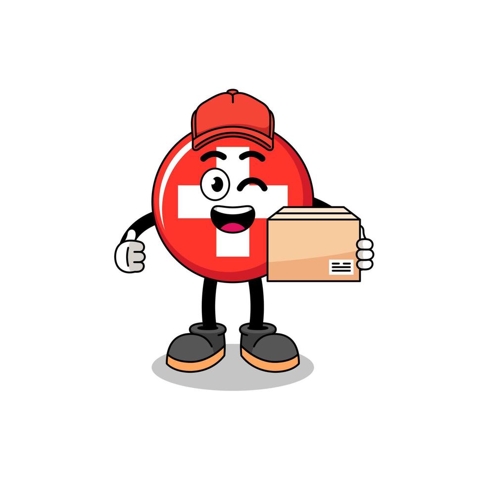 switzerland mascot cartoon as an courier vector