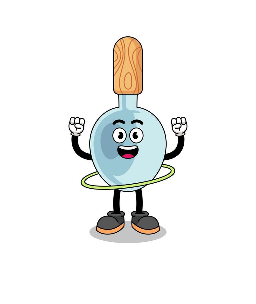 ilustración de personaje de cuchara de cocina jugando hula hoop vector
