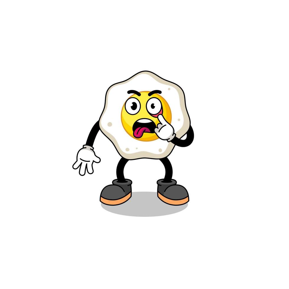 ilustración de personaje de huevo frito con lengua fuera vector