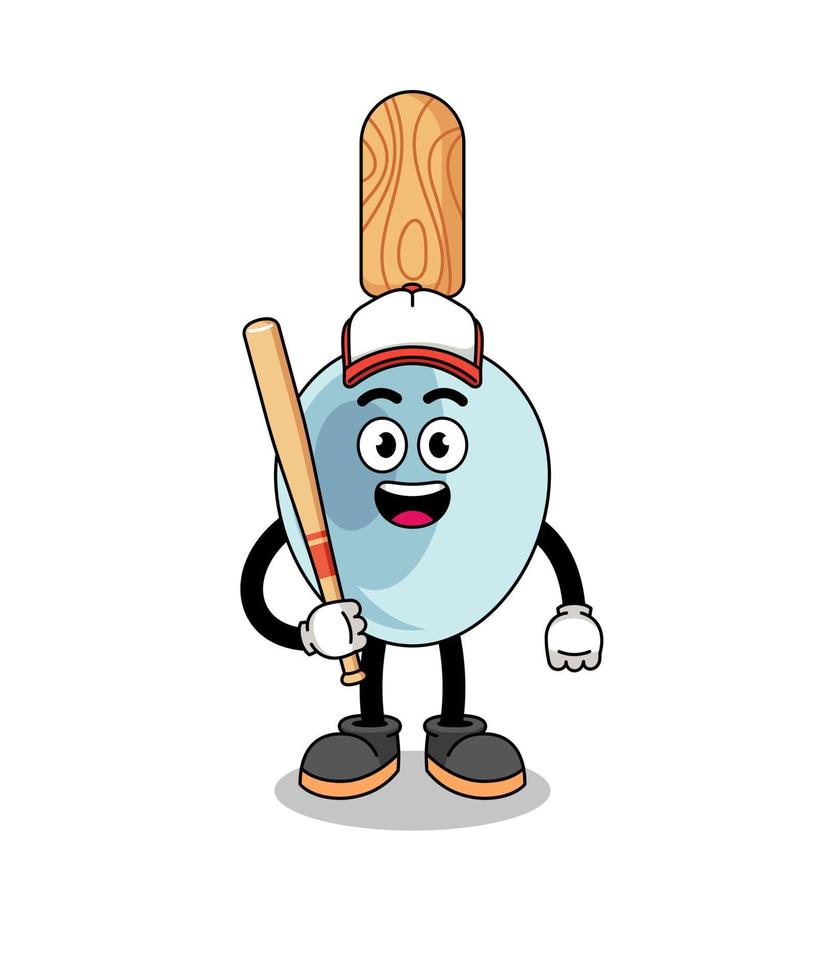 caricatura de la mascota de la cuchara de cocina como jugador de béisbol vector