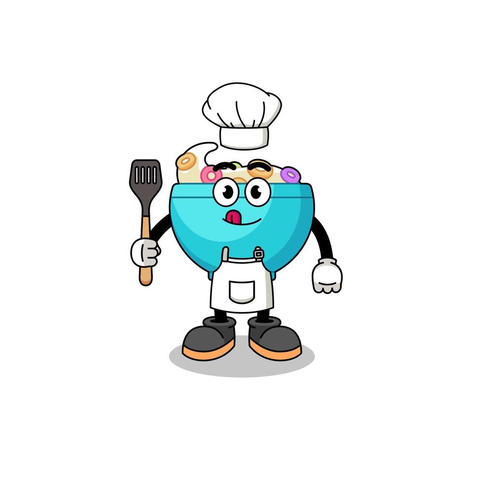 Mascot Illustration of cereal bowl chef vector