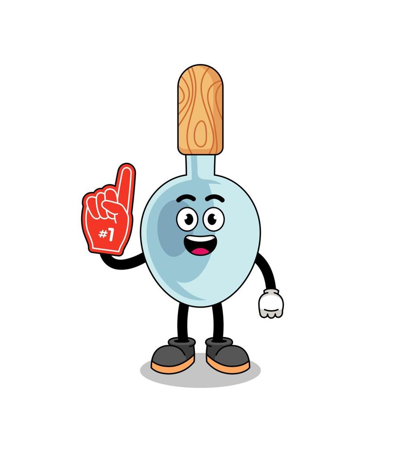 Cartoon mascot of cooking spoon number 1 fans vector
