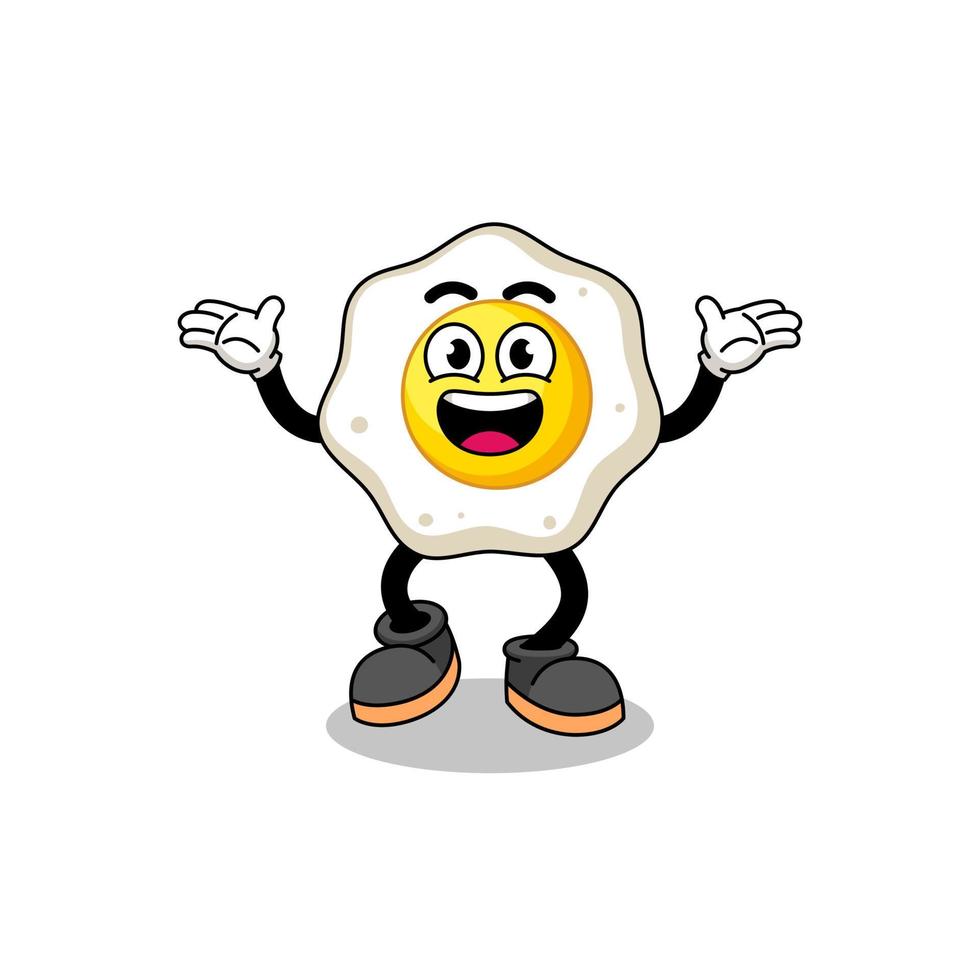 fried egg cartoon searching with happy gesture vector