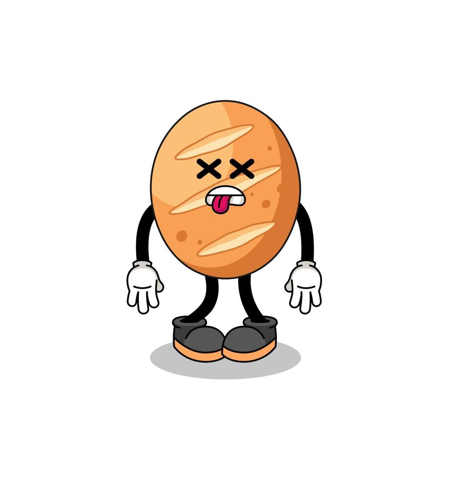 french bread mascot illustration is dead vector