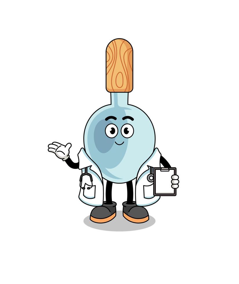 Cartoon mascot of cooking spoon doctor vector