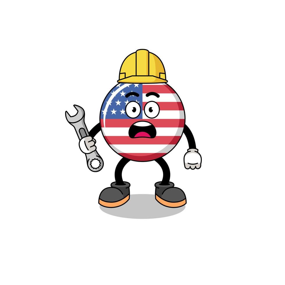 ilustración de personaje de la bandera de estados unidos con error 404 vector