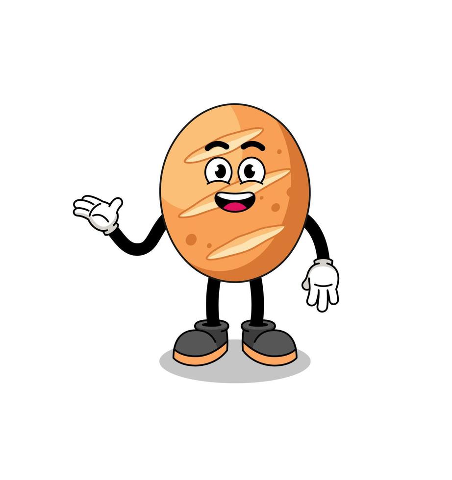 french bread cartoon with welcome pose vector