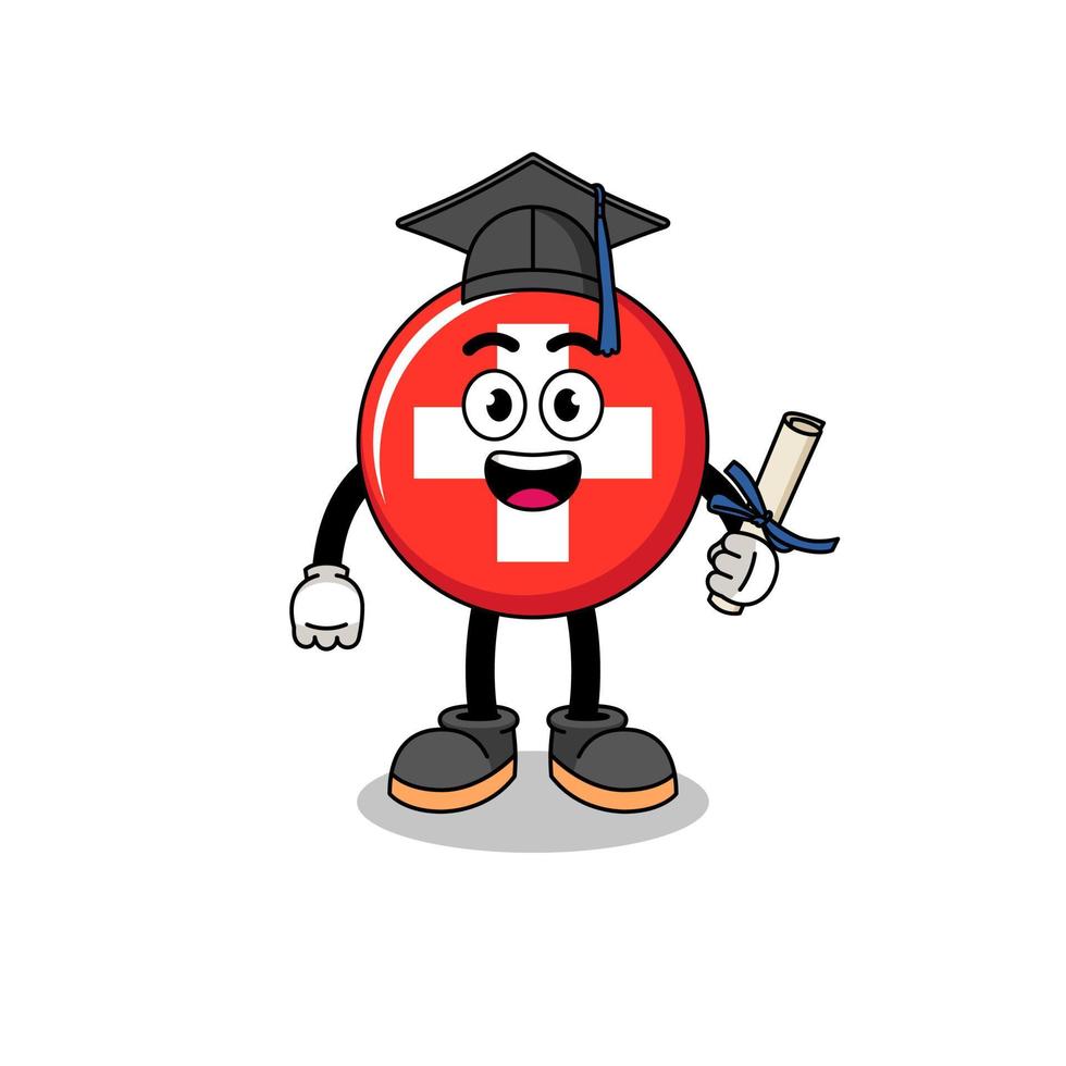 switzerland mascot with graduation pose vector