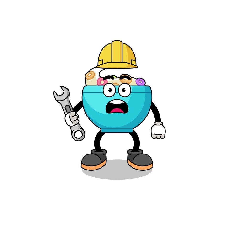 ilustración de personaje de tazón de cereal con error 404 vector