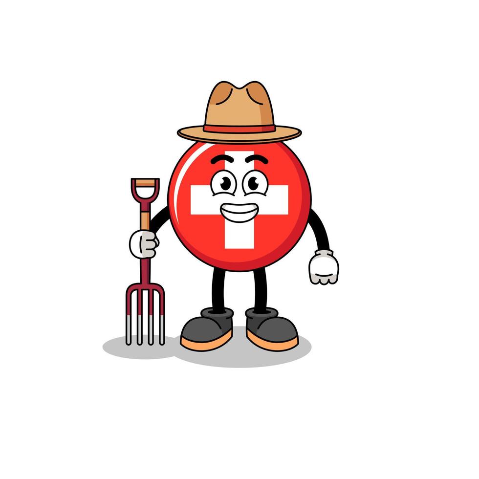 Cartoon mascot of switzerland farmer vector